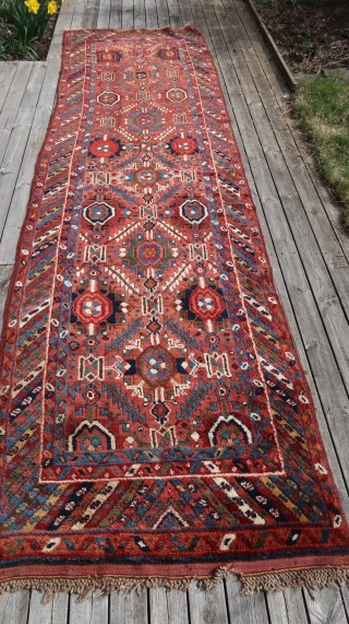 From Sonny Berntssons collection:
No 519 NV Persia Soudj Bulach circa 1880
107 x 365 cm, soft wool circa 10 cm
Repaired in one short end as can seen on photo
The rest is in mint  ...
