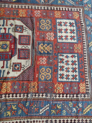Antique blue weft karapchov Kazak, dated 1300 / 1879

240x165cm                        