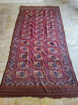  antique main carpet ersari Raul nuska Gul pattern, mint condition, full pile
340x180
Mid 19th                   