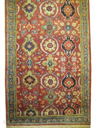 
Mahal Persian knotted circa 1920 antique, 93 x 345 cm, ID: K-645
High pile, all over geometric design, in good condition, the knots are hand spun wool, both edges are finished with tiny  ...