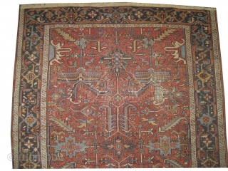 Heriz Persian knotted circa in 1925, 264 x 192 (cm) 8' 8" x 6' 4"  carpet ID: P-5235
The black knots are oxidized, the knots are hand spun wool, the selvages are  ...