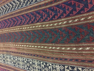 Bidjar-Iran Kurdish jajim with Geometrical pattern belongs to first half 20th.
size:110*180 cm
Some signs of wear and aging is visible though it was kept unused for many years.
Please contact for more images.
  