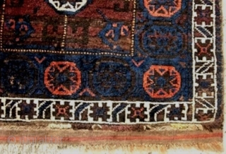 Nice nomadic large Baluch bag with original back and deep lustrous, pelt-like pile. c 1900. No repairs, natural dyes. 34 x 35 inches overall. 500 USD checks only on US banks.  