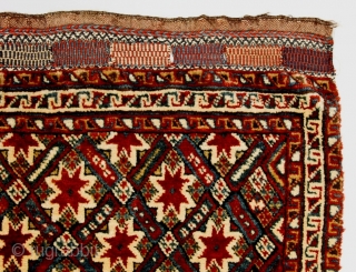 An outstanding Qashqa'i pile khorjin face from the Marsh Collection; ex-collection Jerrehian Family, via George O'Bannon. Published in ICOC's Oriental Rugs in Atlantic Collections, p. 233, fig. 291.     