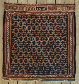 Unusually Big and Rare Qashgai Brocaded Bagface, 75x80cm. Finely Woven and Elegantly  Beautiful!                   