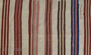 Anatolian Striped Kilim Fragment, ca.1850, 100x275cm, very pleasing soft palette, professionally mounted on linen, elegant and rare!!!                