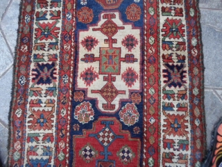 Shahsavan runner IV quarter XIXth Century in very good condition. Washed and ready for use or estate. Nomadic persian runner with all wool and all natural dyes.
Size 400 x 100 cm. More  ...
