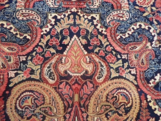 Persian antique SAROUGH in very good condition. 
Brilliant wool and extremely fine knot for this one.
Original design with botteh mater and children upon 
the medaillon of this carpet. 
Size is  m.  ...
