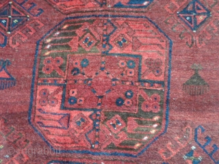 404 x 256 cm is the size of this antique ERSARI-Afghan with Big ersari gols. All 
wool and all natural dyes and shiny wool for this one. Very good condition and 
carpet  ...