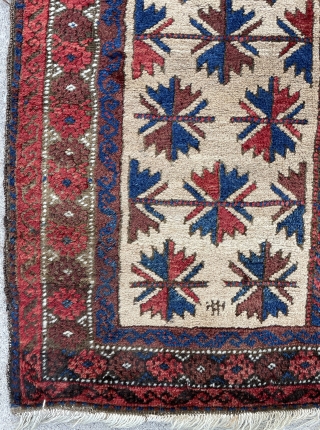 Real Camel-wool Baluch Prayer Rug with a different rendition of the classic tree of life pattern and sophisticated drawing of the s motif in the minor borders. Remarkable preservation, full pile with  ...