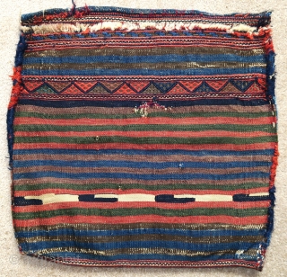 Complete Jaf Kurd bag, thick beautiful lustrous wool with super-saturated natural color. A great truly tribal bag with a colorful striped back.           