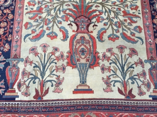Unique saroukh rare size 315x208 cm with unusual design has some low pile circa 1900                  