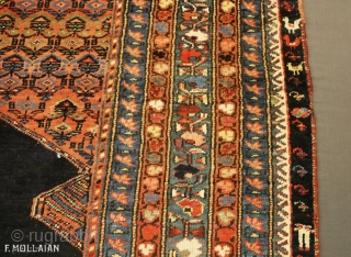 Antique Persian Kurdo Carpet, ca. 1920,

410 × 185 cm (13' 5" × 6' 0"),

Sign/Firma: Knoted by Taji Year 1318 AH ....... (Amal Taji, Sane 1318.....)        