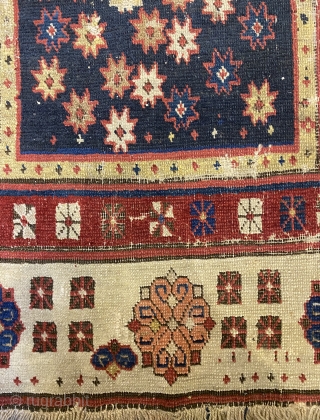 Circa 1800 white weft ,naturel colors Caucasian Talish fragment rug.
188x100 cm

Contact : mkose73@hotmail.com                    