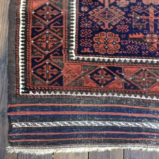 Beautiful Antique Timuri rug from circa 1880. All natural colors. Condition very good with low pile and oxidation visible in the khaki/brown color. Thin, soft blanket-like handle. Complete kilim ends which contain  ...