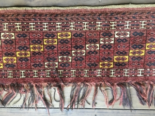 Unique Antique Ersari Turkoman Torba from the late 19th Century. In full pile, including original selvedges and foldover top. Eye catching diagonal design. All natural colors including a brilliant yellow, nice blue  ...