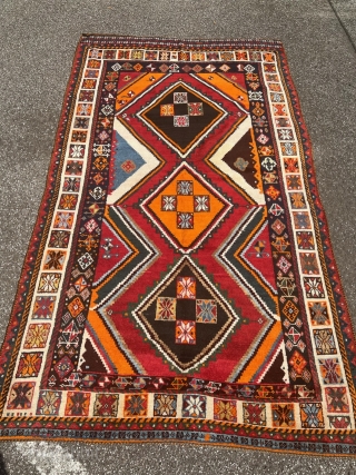 A beautiful Gabbeh rug woven by the Qashqai tribes from Southwest Persia, size: ca. 260x145cm / 8‘6ft by 4‘8ft Age: circa 1930. http://www.najib.de          