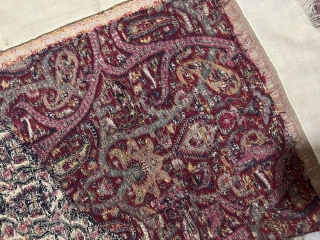 Very beautiful antique Indian Kashmir moon shawl dated 1850 very large 89 by 80 inches it has some moth holes due to its age but not a big issue can be repaired  ...