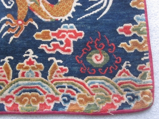 Tibetan, saddle top, with original straps on the back, very very finely woven, mid-20th C 23 by 32 inches              