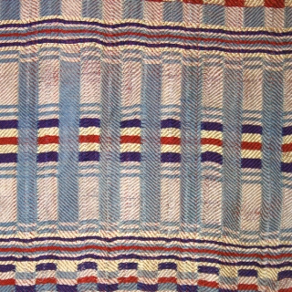 Rda men's ceremonial wrap (fragment?) cod. 0485.Silk. Arab or Jewish people. Mahadia area. Tunisia. Early 20th. century. Very good condition. Cm. 40 x 170 (1'4" x 5'7").
Sewn onto a cotton back and  ...