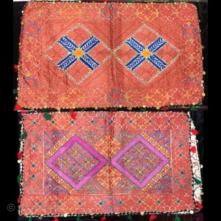 Tribal vintage pillow cases from Swat valley of Pakistan. 
Complete handcrafted , very fine hand embroidery on both sides of the pillow , in best condition       