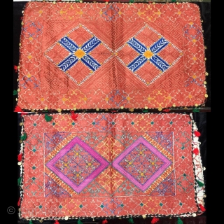 Tribal vintage pillow cases from Swat valley of Pakistan. 
Complete handcrafted , very fine hand embroidery on both sides of the pillow , in best condition       