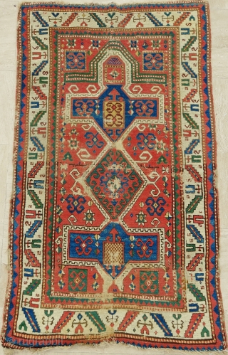 19th.Century Prayer Kazak Rug size: 105 x 180 cm                        
