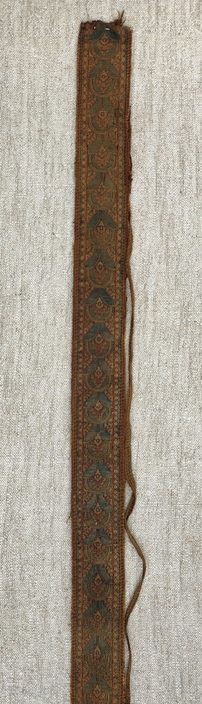 rare central asia sogdian silk samite ribbon with a rare design ca 7th century, 114x 4cm                 