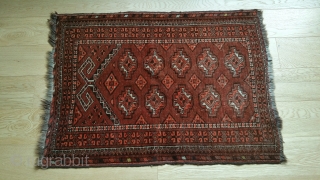 Kizyl Ayak Prayer Rug. Strong colors, glossy wool, Minor end-border loss. 39" x 28".                   