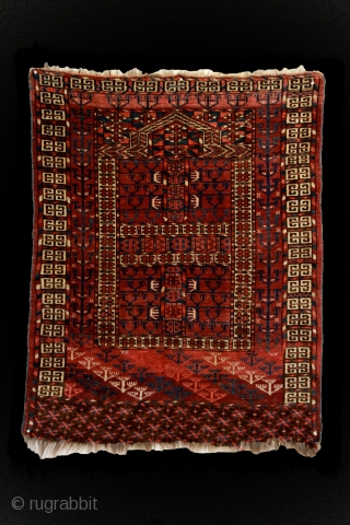 "Remember, the entrance door to the sanctuary is inside you." Rumi
Turkmen Tekke 'Ensi' (yurt door rug). 19th century. Unusually small size.
A very well preserved example from a rare group of Tekke Ensis  ...