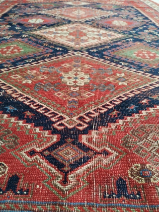 A very good 19th Century Afshar 181 x 120cm
A fine piece with exquisite colour. Condition is poor with some weak areas/holes backed and secured but none of this detracts from its great  ...
