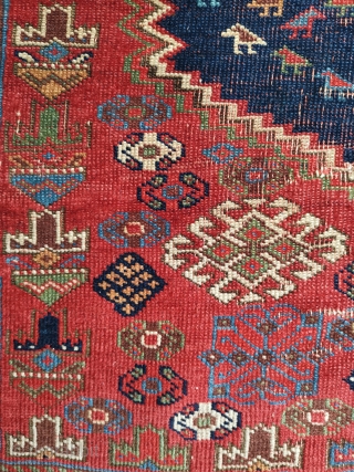 A very good 19th Century Afshar 181 x 120cm
A fine piece with exquisite colour. Condition is poor with some weak areas/holes backed and secured but none of this detracts from its great  ...
