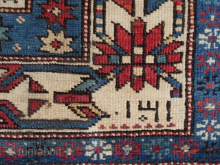 Beautiful Lesghi Kuba rug in excellent condition. Natural dyes. Dated 1897                      