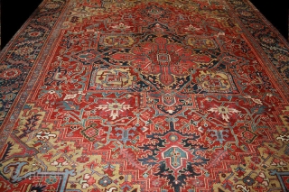 A Magnificent antique Persian Heriz from 1910.It is in phenomenal condition with an absolute nice size 10'-8" x 13'-4",which fits in 11' x 13' size category, that is an odd size, and  ...