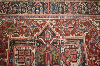 Very nice antique Heriz with Karaje weave. Is in awesome condition, measures 9'-10" x 11'-10" that fits in 10' x 12' size category.          