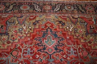 A Magnificent antique Persian Heriz from 1910.It is in phenomenal condition with an absolute nice size 10'-8" x 13'-4",which fits in 11' x 13' size category, that is an odd size, and  ...