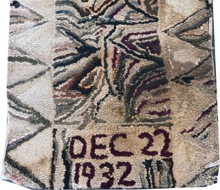 Very Rare dated 1923 American hooked rug runner, whic h measure 2' x 19'                   