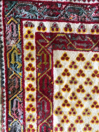 An Interesting Turkish prayer rug  measures 3' x 5'.                       