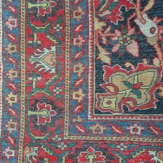 A Sensation gold ground early Persian Ferahan. measures 4'-4" x 6'-3".                      