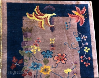 Nice purple ground Art Deco Chinese rug. Overall is in good condition with a couple of area where show minor wear.            
