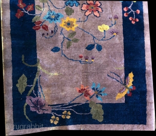 Nice purple ground Art Deco Chinese rug. Overall is in good condition with a couple of area where show minor wear.            