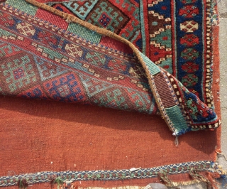 Antique Jaff Kurdish Bag 73 x 96 cm., full pile all over, all natural dyes, no repairs, washed. Pictures taken in full sunlight.          