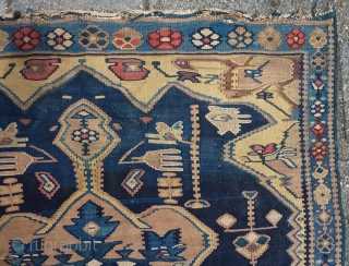 Antique Senneh/Bidjar Kilim 144 x 114 cm., 4' 8" x 3' 8".                     