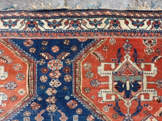 Antique Abadeh Rug, 194  x 150 cm., 6´ 4` x 4´ 11`. Very soft and floppy handle, with full pile all over. One end with loss, and one clumpsy repair (last  ...