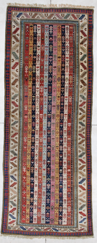 #4177 Shirvan Runner Antique Caucasian Rug 
Size: 3’7″ X 9’4″
Age: 1850 or older
Price on Request   
https://antiqueorientalrugs.com/product/4177-shirvan-runner/               