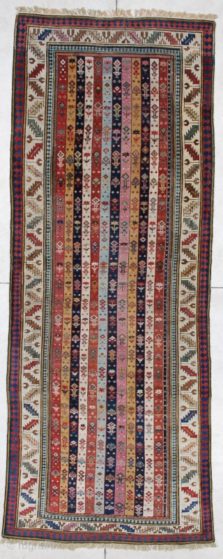 #4177 Shirvan Runner Antique Caucasian Rug 
Size: 3’7″ X 9’4″
Age: 1850 or older
Price on Request   
https://antiqueorientalrugs.com/product/4177-shirvan-runner/               