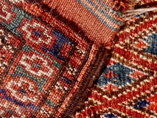 An antique Ersari-Beshir small main carpet, Buchara Oasis, circa 1880, 230 x 120 cm. Unusual design with a lattice of diagonal placed poppy flowers on a purple red ground. Nice sea-green and  ...