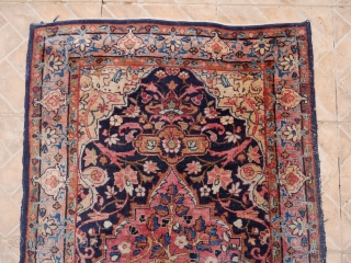 An antique Tabriz rug, 80 x 145 cm (2.6ft x 4.7ft) around 1920 The central medallion with "Lion and Lamb" motifs. This is an ancient religious theme, indicating that the hunter and  ...