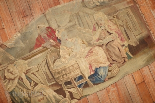 Antique Tapestry From a chair back.  Slits as shown.  Lovely subject.

2'10''x1'9''                    
