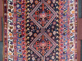 Khamseh Rug wonderful colors and excellent condition all original size 2,70x1,33 cm (8''8 x 4''4 ) foot Circa 1900-1910              